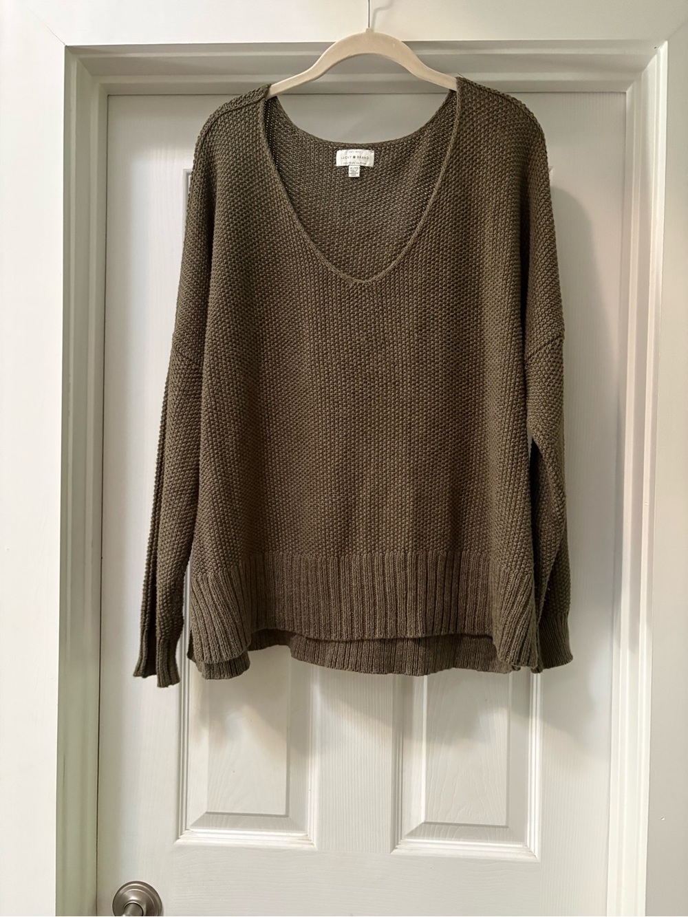 Lucky Brand Olive V-Neck Knit Sweater
